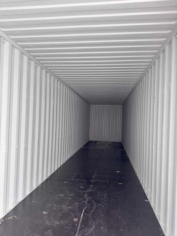 Interior of a 40ft shipping container available for delivery in Wigan