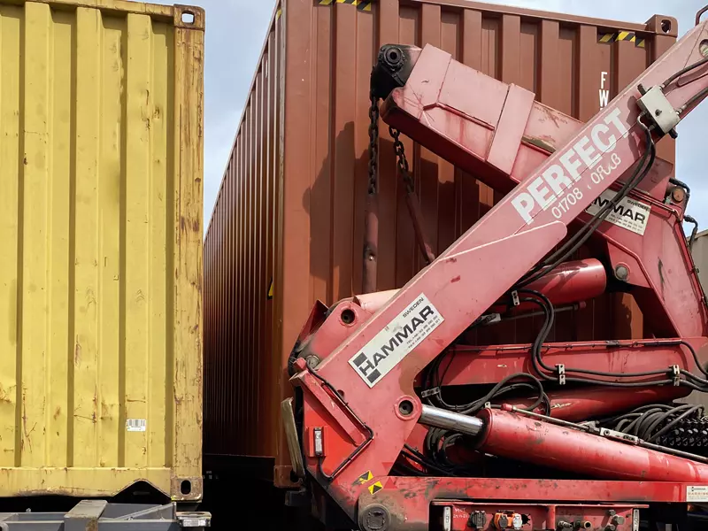 hiab crane with container